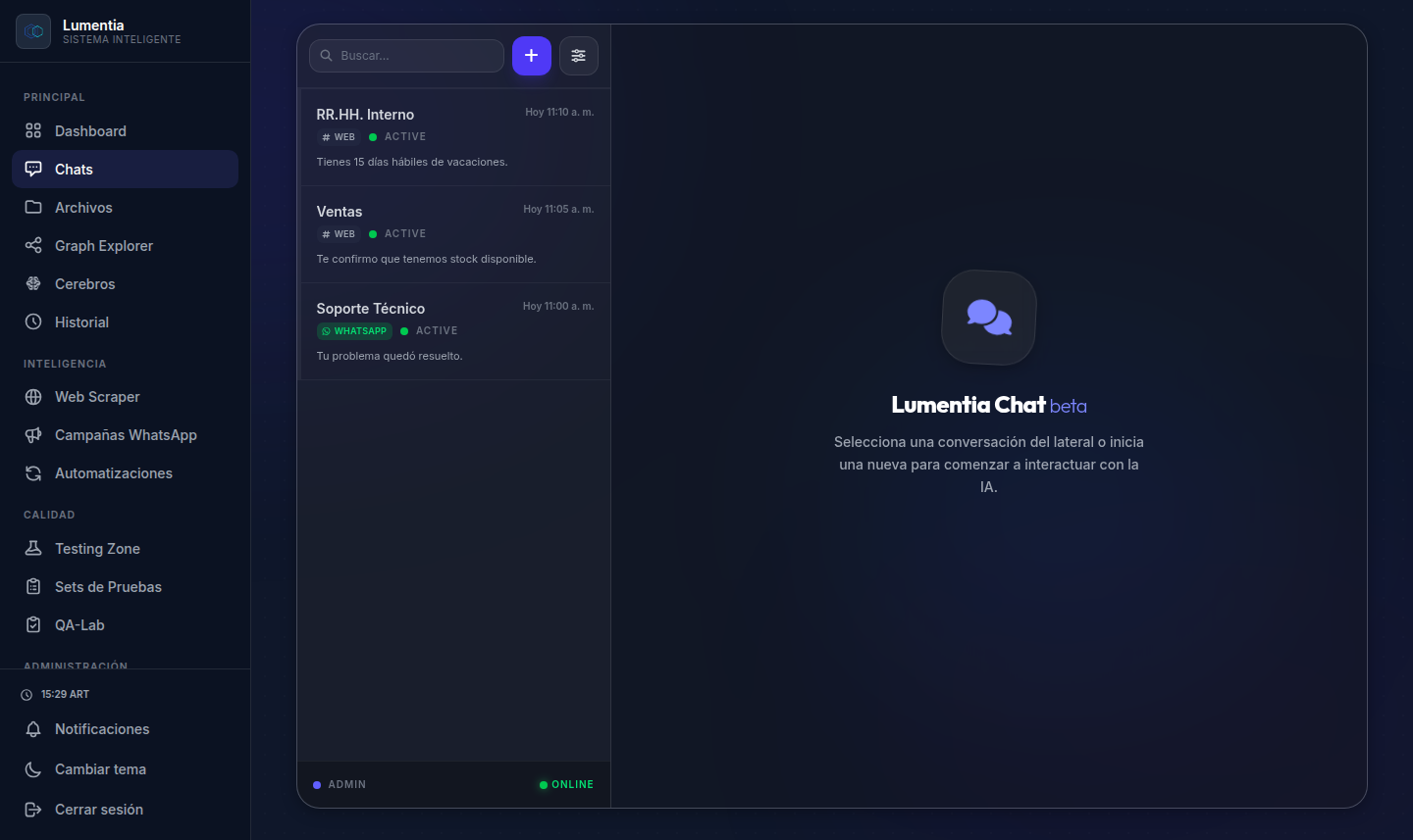 Plataforma de Chat de Lumentia